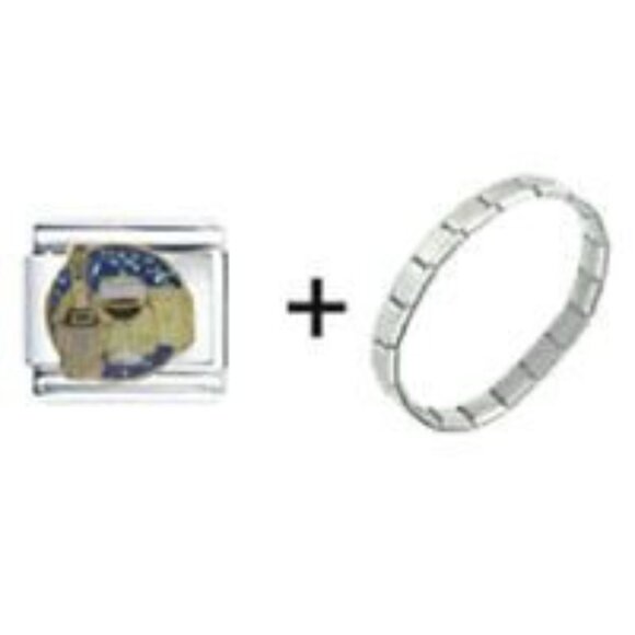 Bracelet Pugster Italian Charm Chianti Glass of Wine & Cheese - Picture 5 of 10